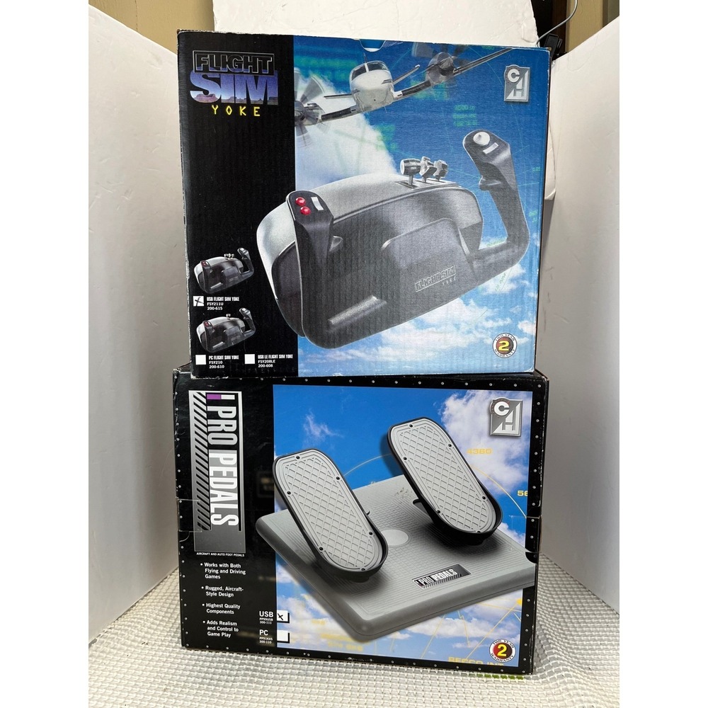 CH Pro Pedals USB Flight Sim Racing Pedals PC Gray Rudder Controls New Open Box